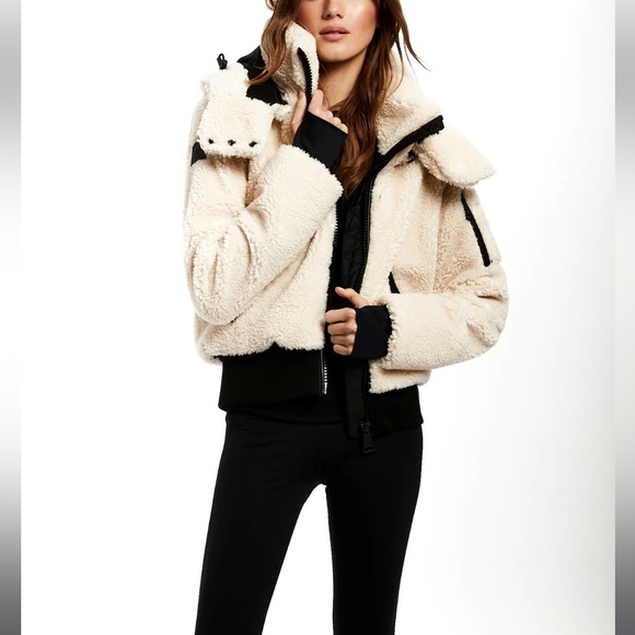 SAM Boucle Faux Shearling Nala Outdoor Coat Water Resistant Bomber Jacket - Picture 15 of 16